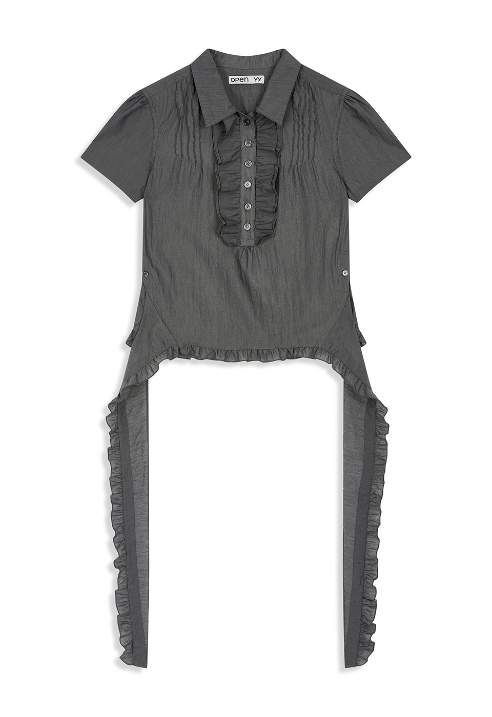 OPEN YY RUFFLE POLO SHIRT 5BJH1500 グレー OPEN YY RUFFLE POLO SHIRT 5BJH1500 グレー OPEN YY Ruffle
